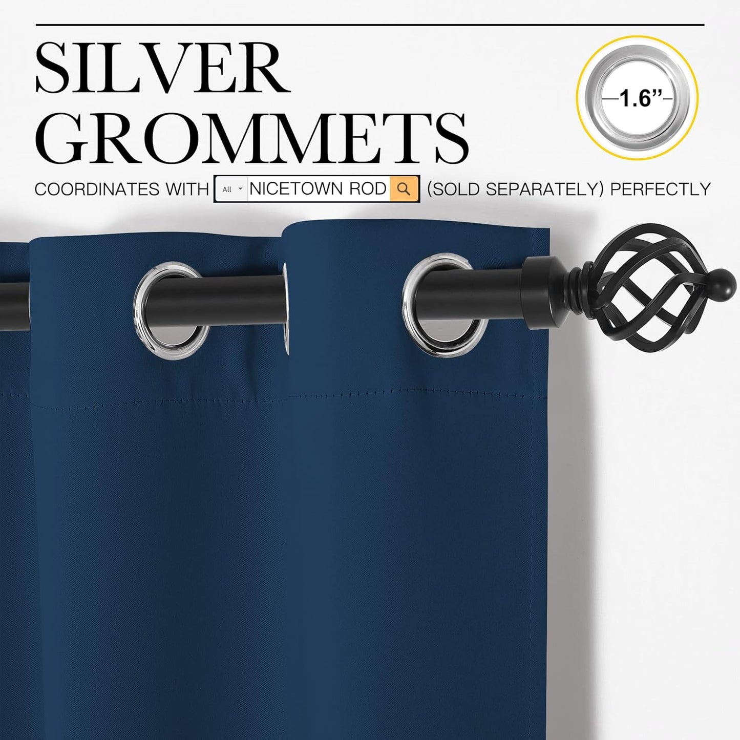 NICETOWN Moroccan Blue Blackout Curtains - 102" Long, 55" Wide, Sound Reducing & Energy Efficient | 2 Panels for Modern Decor