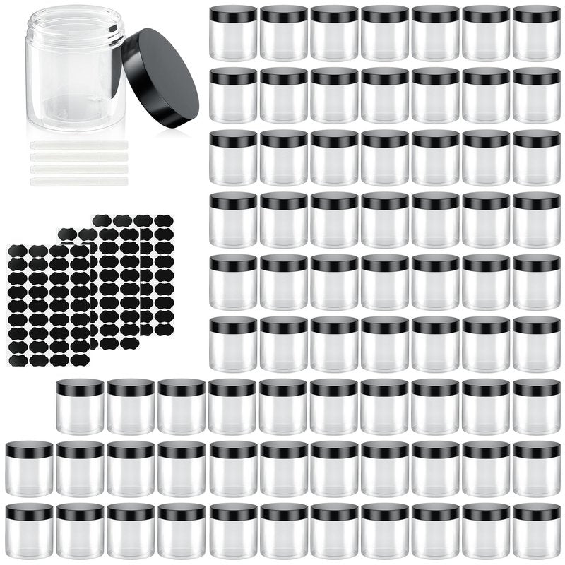75 Pack 4 Oz Plastic Containers with Lids, OBKJJ Clear Travel Size Leak Proof Makeup Travel Containers BPA Free Cosmetic Slime Jars for Lotion, Cream, Body Butter, Makeup, Ointments (75)