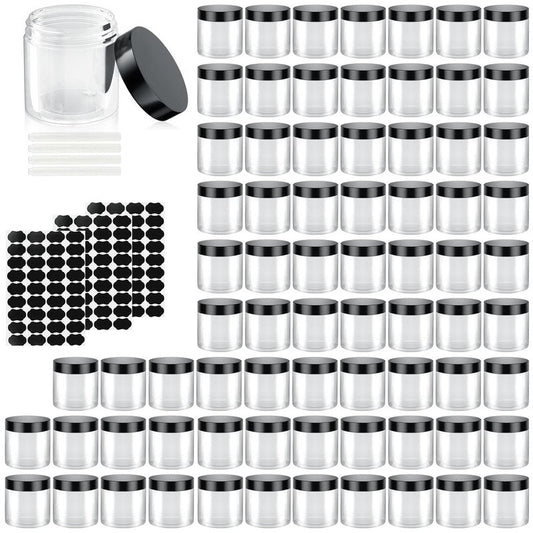 75 Pack 4 Oz Plastic Containers with Lids, OBKJJ Clear Travel Size Leak Proof Makeup Travel Containers BPA Free Cosmetic Slime Jars for Lotion, Cream, Body Butter, Makeup, Ointments (75)