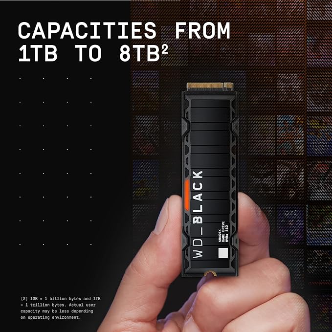 WD_BLACK SN850X 2TB NVMe SSD with Heatsink - M.2 2280, Up to 7,300 MB/s Read speeds, Up to 6,300 MB/s write speeds, Gaming Expansion, High Performance Internal Solid State Drive - WDS200T2XHE