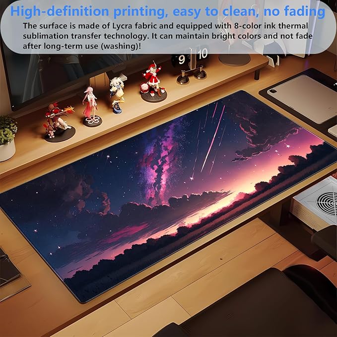 Anime Galaxy Desk Mat, Large Gaming Mouse Pad 31.5x15.7x0.12 in for Gamer