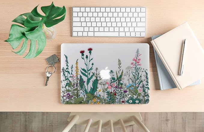 iDonzon Case for MacBook Pro 13 inch M2 M1 A2338 A2289 A2251 A2159 A1989 A1706 2023-2016 Release with Touch ID, 6 in 1 Matte Clear Shell&Keyboard Cover&Screen Protector&Webcam Cover, Garden Flower