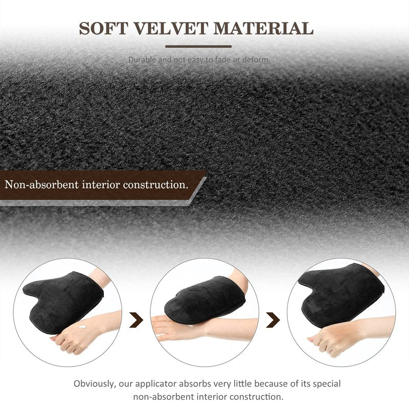 SATINIOR 4 Packs Self Tanning Mitt Applicators Double Sided Sunless Tanning Mittens Reusable Applicator Mittens Tanner Gloves with Thumb(Black)