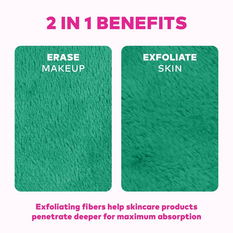 The Original MakeUp Eraser 7-Day Set, Erase All Makeup with Just Water, Including Waterproof Mascara, Eyeliner, Foundation, Lipstick, Sunscreen, and More! Recycled Green, 7 ct.