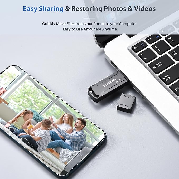 Auto Backup Photo Stick for iPhone, iPad, Android, PC, Tablets, 512GB Real Capacity iPhone USB Flash Drive & Backup Storage Memory Stick for Photos, Videos & Contacts, 4-in-1 Thumb Drive