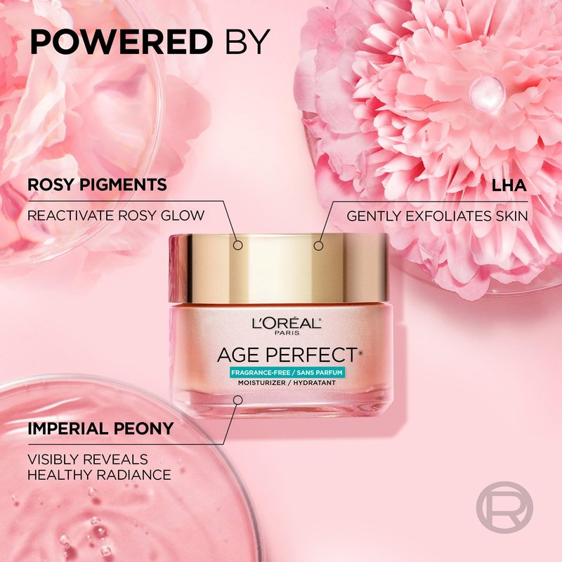 L’Oreal Paris Age Perfect Rosy Tone Anti-Aging Face Moisturizer, Renew & Revive Healthy Tone, Fragrance Free, 1.7 oz