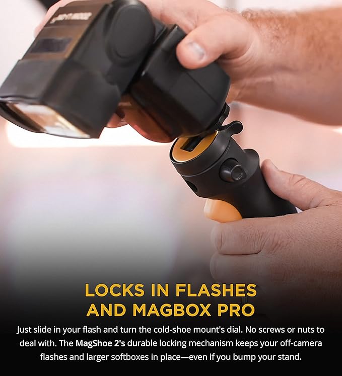 MagMod MagShoe v2, Universal Cold Shoe Flash Mount for Off Camera Flash, LED Light Panels, Umbrella Modifiers, MagBox PRO 42" Octa Softbox, and MagBox PRO 36" Strip