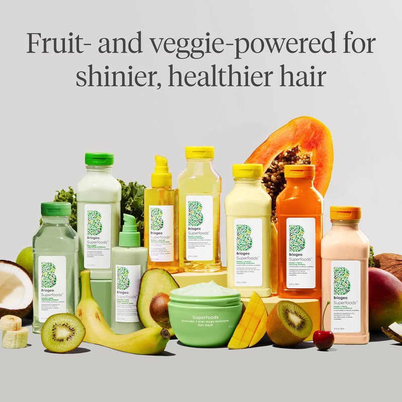Briogeo Superfoods Banana + Coconut Nourishing Shampoo | Sulfate-Free Daily Shampoo for Hydration & Shine | Vegan & Cruelty-Free | 12.5 fl oz