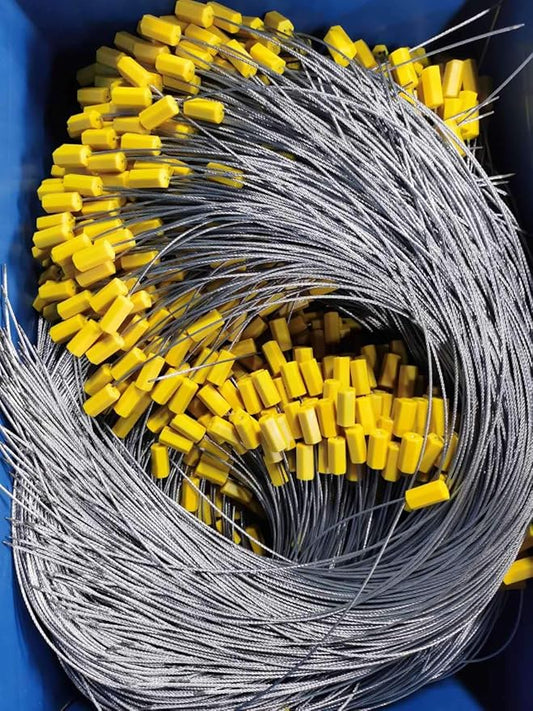 Leadseals 35" Steel Wire Cable Seals Tamper Resistant Security Seal Tags Numbered Self-Locking Safety Seals Length 90 cm (Pack of 100pcs, Yellow)