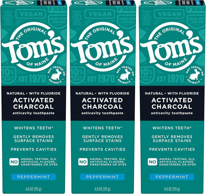 Activated Charcoal Whitening Toothpaste - Fluoride & Peppermint Flavor | 4.7 oz, 3-Pack