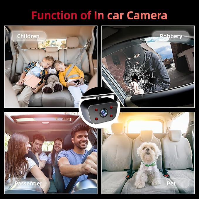 2026 12'' Mirror Dash Cam 4 Channel, Touch Screen Rear View Mirror Camera for Cars,1080Px4 Dashcam Front Rear Inside, IR Night Vision,WiFi,APP,GPS, 24/7 Recording Parking Monitor,Free 128GB SD