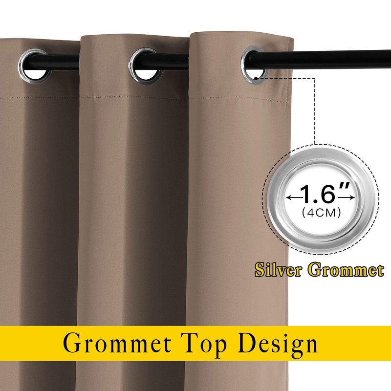 NICETOWN Blackout Curtains 90 inches Long for Bedroom - Grommet Light & Heat Blocking Window Treatments Soundproof Drapes for Living Room (2 Panels, W52 x L90, Cappuccino)