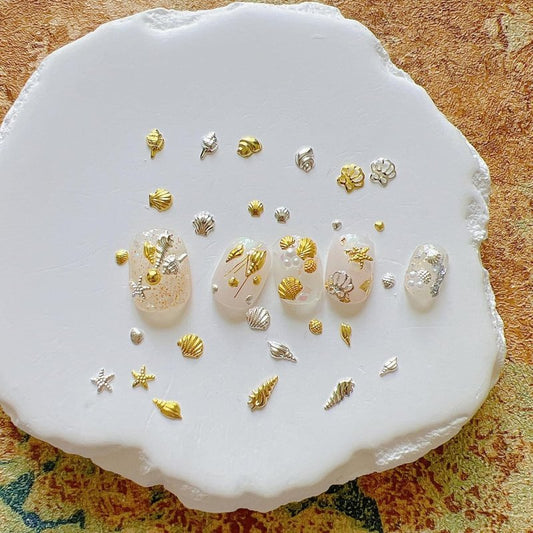 Nail Art Metal Studs - 500pcs Shell & Starfish Shapes for Creative Designs | Mixed Sea Series