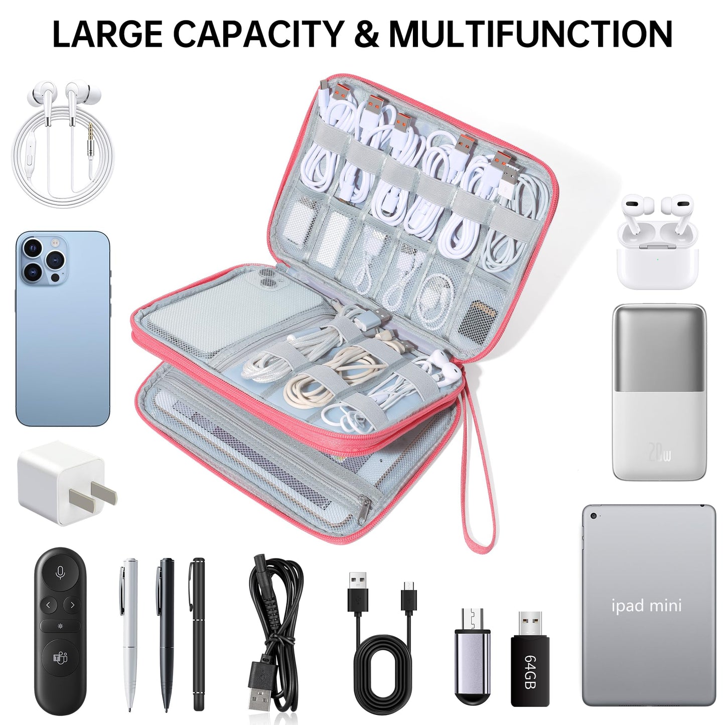 CILLA Electronics Organizer Travel, Travel Cord Organizer Case, Compact Electronics Accessories Bag for Cable, Cord, Charger, Phone