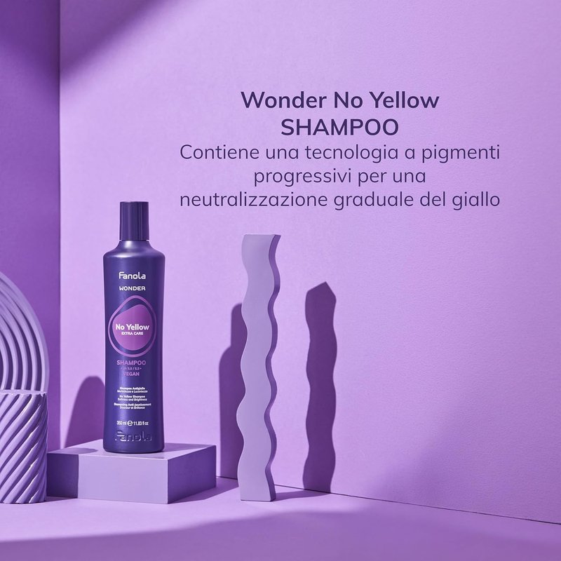 Fanola Wonder No Yellow Purple Shampoo - Color Depositing for Blondes & Grey Hair | 11.83 Fl Oz