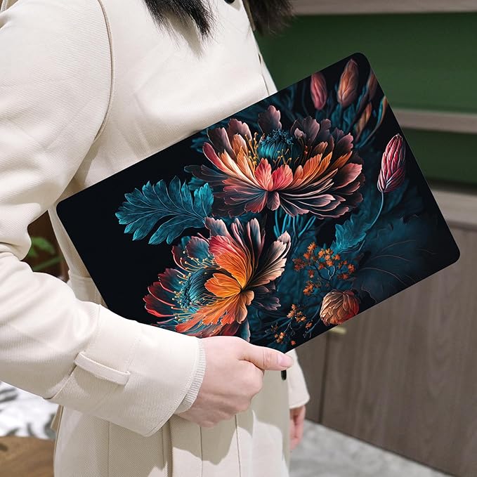 MEEgoodo for MacBook Air 13 inch Case 2021 2020 2019 2018 Released A2337 M1 A2179 A1932 with Touch ID, Plastic Hard Shell & Keyboard Cover Compatible 13.3, Bunch Flowers (A2337/A2179/A1932)