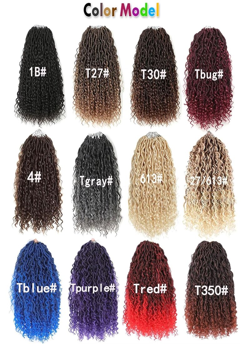 Goddess Locs Crochet Hair - 18 Inch Ombre Brown Faux Locs with Curly Ends | 8 Packs Synthetic Hair Extensions