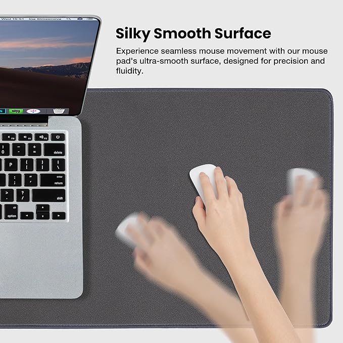 ALOANES Waterproof Mouse Pad with Durable Stitched Edge, Gaming Keyboard, Non-Slip Rubber Base Mouse Mat, Extended Desk pad for Gamer, Office& Home, Dark Gray Mousepad 3XL(35.43"x15.74"x0.12")