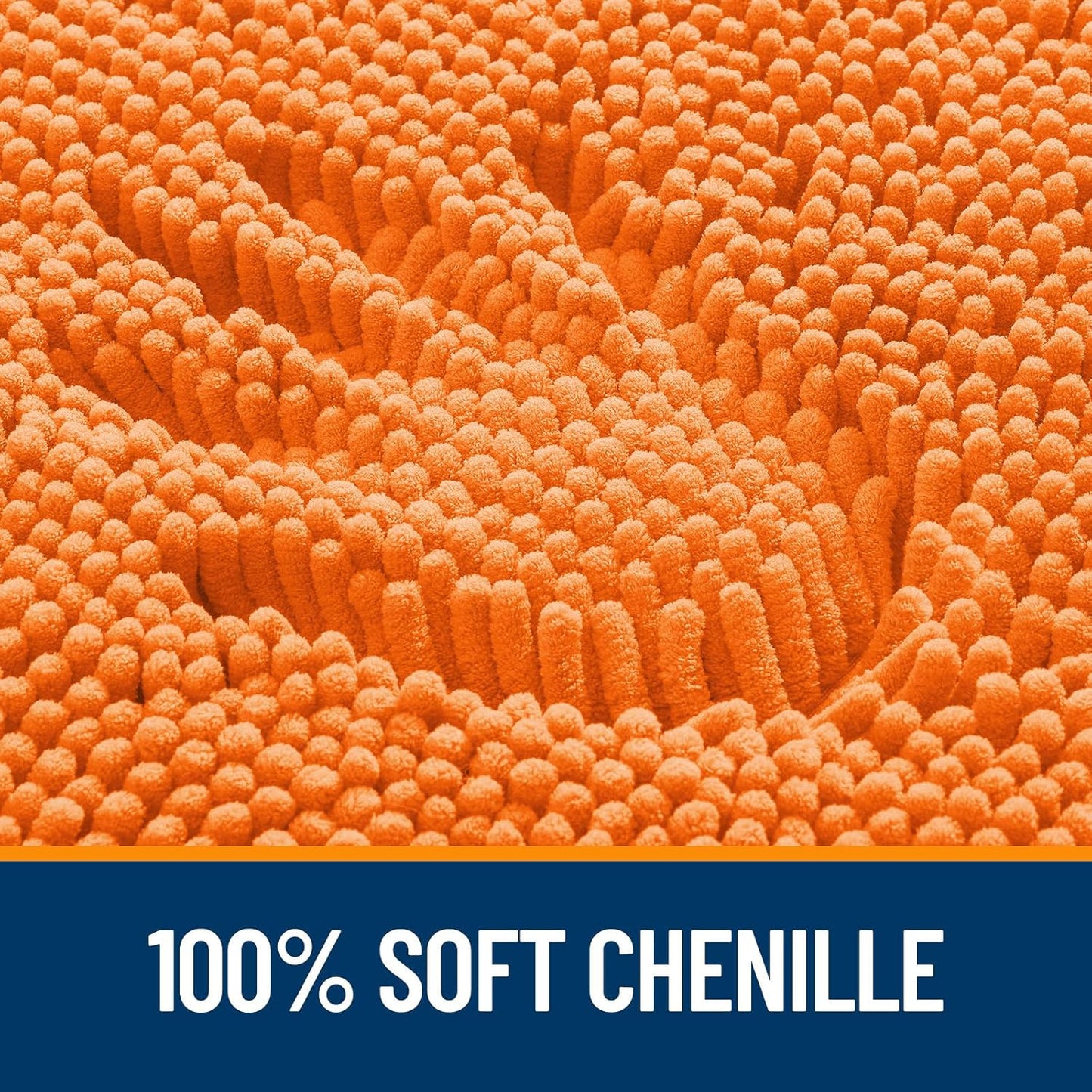 OLANLY Large Bath Rugs - Extra Soft Chenille, Quick Dry & Machine Washable | 45x27 Inches, Orange