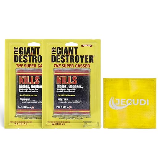 Giant Destroyer Smoke Bomb Gasser â Rodent & for Gophers, Moles, Groundhogs & Rats â 2 Pack (8 Tubes) + Jecudi Towel