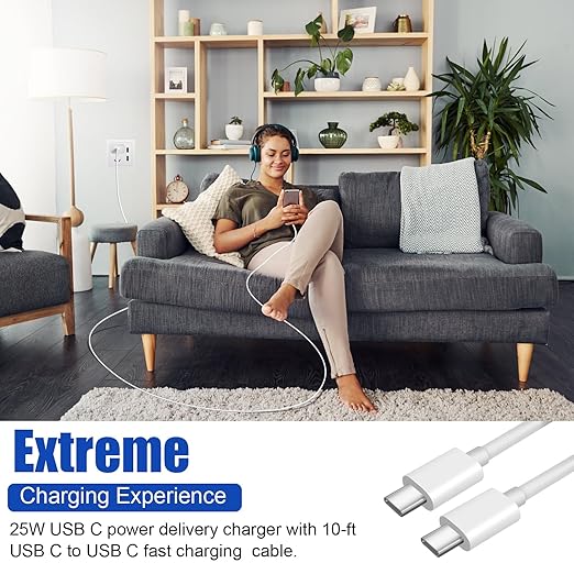 Super Fast Samsung Charger 25W USB C Android Phone Charger Block,2Pack 10FT Long Samsung Charger Fast Charging Cord Type C Wall Chargers for SamsungGalaxy S26 Ultra/S26+/S25 Ultra/S24+/S23/S22/S21/S20