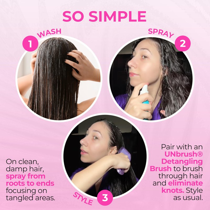 FHI Heat UNbrush Detangling Brush and UNwinder Detangling Spray Combo Pack - Tangle-Free Hair, Pain-Free Brushing, Anti-Static Bristles, Lightweight Hair Brush, Rose Quartz Pink