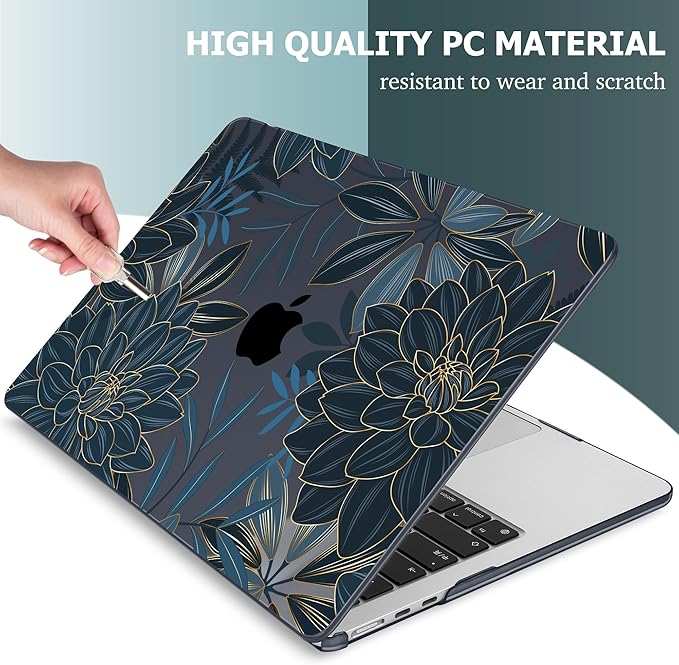 Mektron for 2026 MacBook Air 13-inch M5 Laptop Case A3449 with 13.6-inch Liquid Retina Display Fits 2025 A3240 M4 2024 A3113 M3 2023 A2681 M2 Printed Shell for MacBook Air 13.6", Dahlia Flower C035