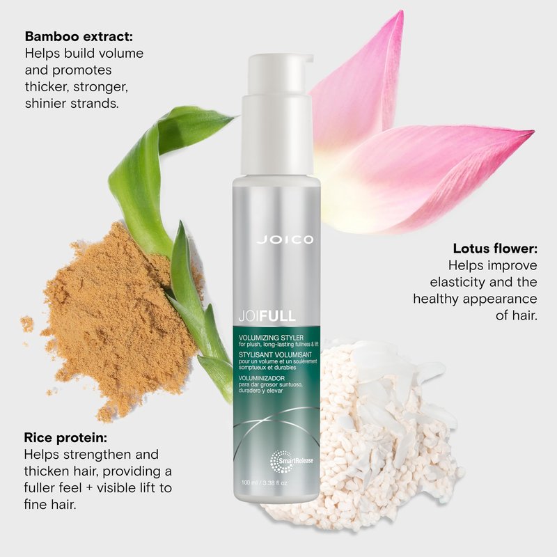 Joico JoiFULL Volumizing Styler | For Fine, Thin Hair | Add Instant Body | Long-Lasting Volume & Texture | Protect Against Pollution | With Rice Protein & Bamboo Extract | 3.38 Fl Oz