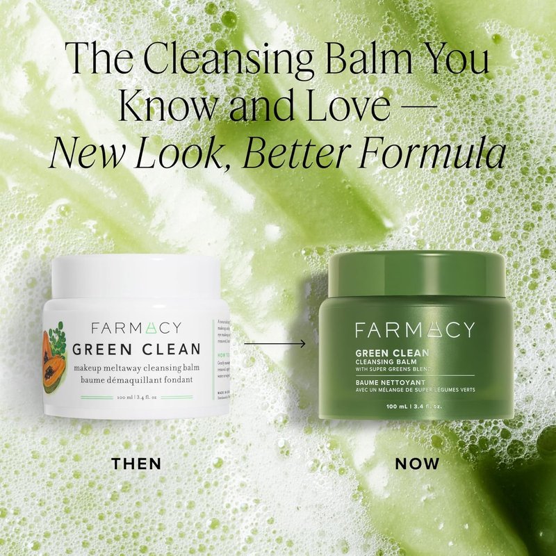 Farmacy Makeup Remover Balm - Green Clean Waterproof Oil Cleanser for Face | Hydrates & Softens Skin with Super Greens (100ml)