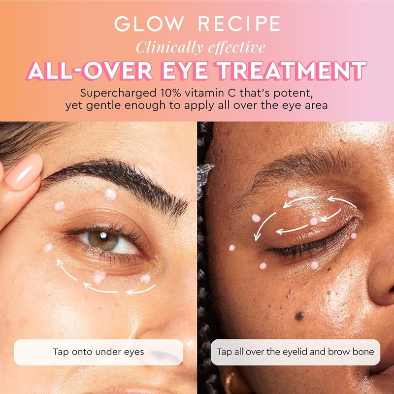 Glow Recipe Guava Brightening Korean Skincare Gift Set - Vitamin C Under Eye Cream Treatment + Hydrating Vitamin C Dark Spot Face Serum with Niacinamide & Peptides, Travel Size (2 Count)