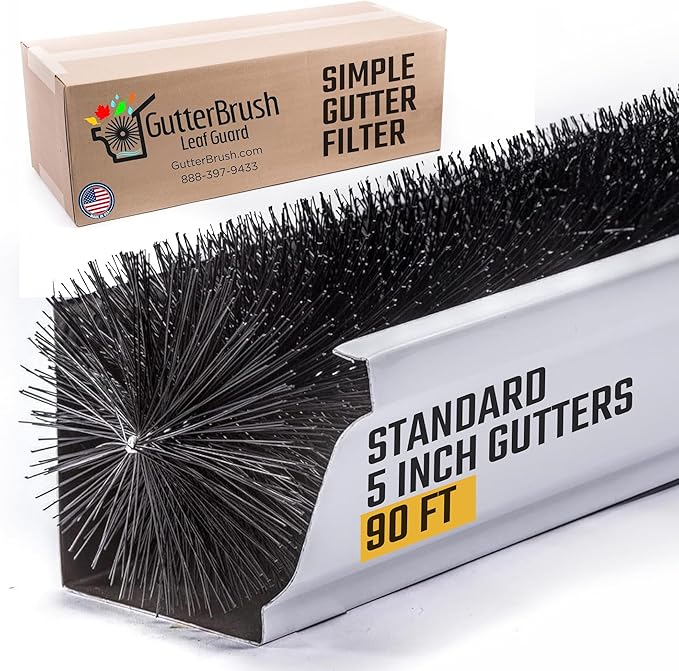 GutterBrush Gutter Guard 4.25-Inch Diameter – 90 Ft - DIY Leaf Filter for Small Gutters | No Tools Needed, Easy Install | Prevents Clogs & Reduces Cleaning | Made in USA