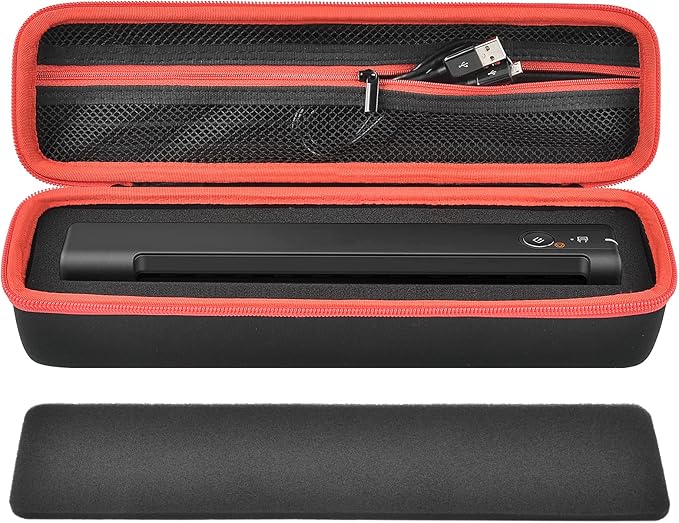 Case for Epson Workforce ES-50/ ES-60W/ ES-55R/ ES-65WR & DS-30/ DS-70/ DS-80W, Hard Portable Scanner Carrying Case Receipt Scanner Case with Handle & Mesh Pocket for USB Cable/Adapter (Black)