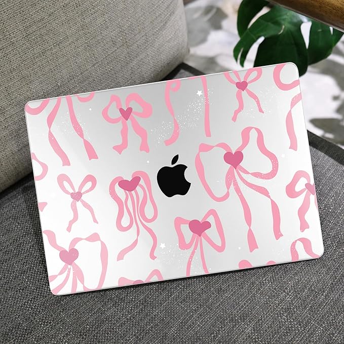 MEEgoodo for M5/M4/M3/M2 MacBook Air 15 inch Case 2026 2025 2024 2023, Case Fit Model (A3448/A3241/A3114/A2941) for MacBook Air 15.3 inch, Coquette Ribbon Bow