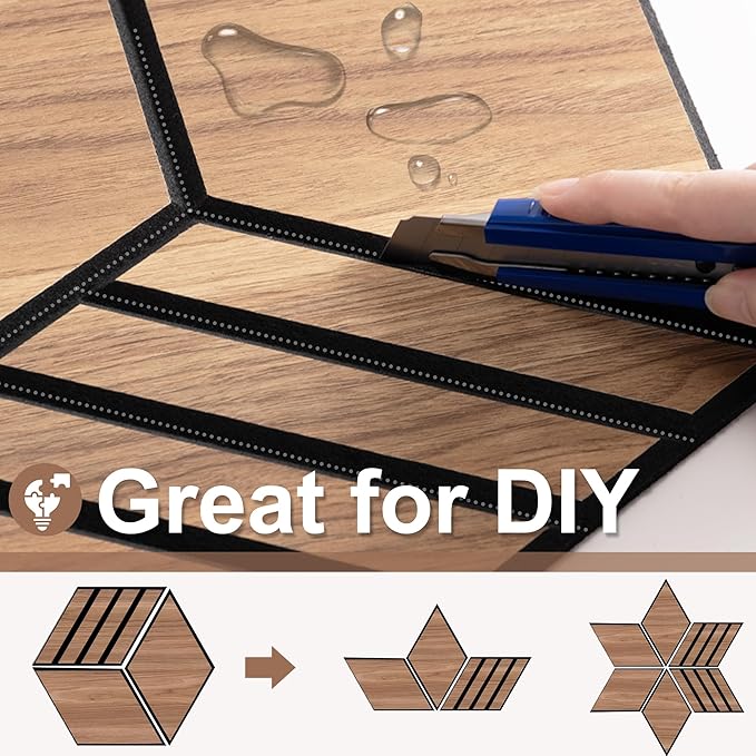 Mollywell Acoustic Panels, PVC Wood-Grain, 14x12 Inch Hexagon Carved Sound Proof Wall Tiles, Self-Adhesive High Density Felt for Home Theater/Studio/Office Echo Reduction, 12 Pack Walnut, TW4