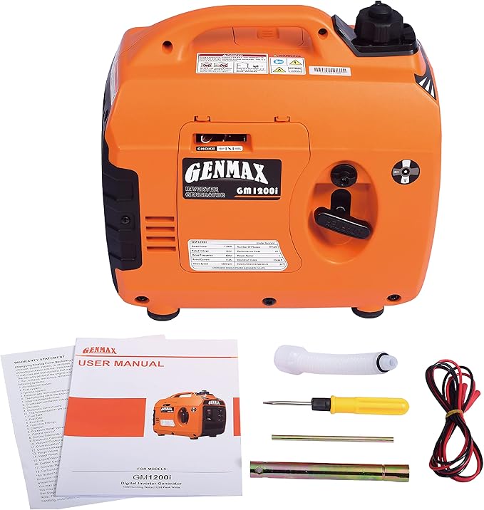 GENMAX Portable Generator，1200W Ultra-Quiet Gas Engine, EPA Compliant, Eco-Mode Feature, Ultra Lightweight for Backup Home Use & Camping (GM1200i)