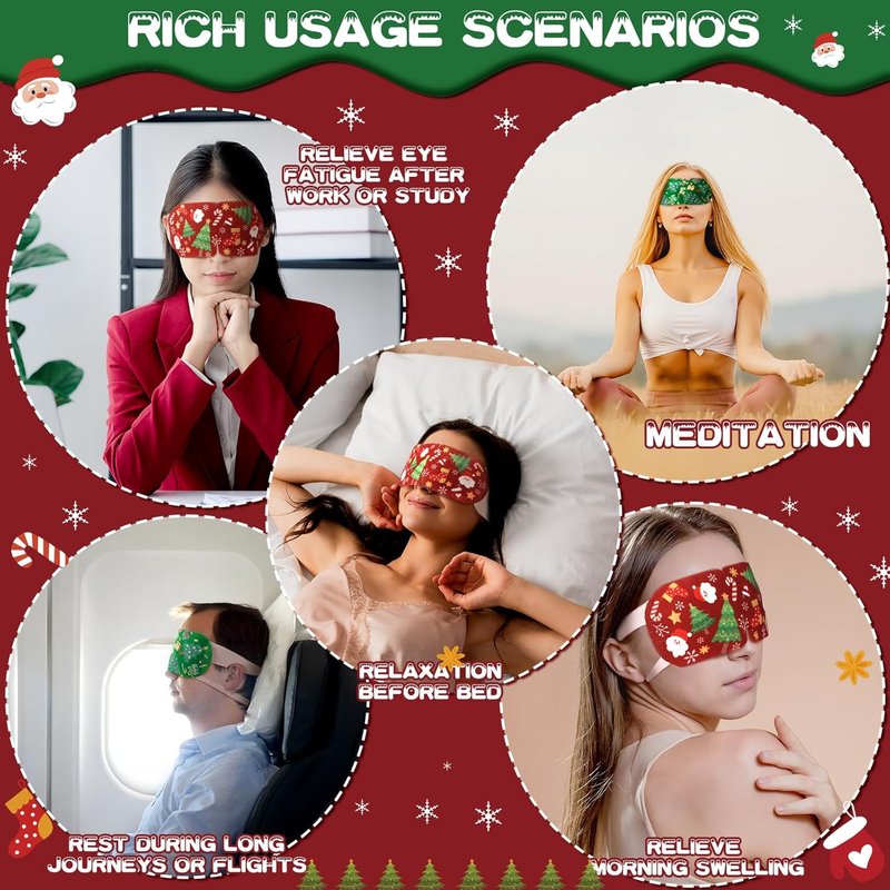 Bonuci 60 Pcs Christmas Eye Masks - Disposable Heating Eye Masks for Dry Eyes, Stress Relief & Puffiness | Perfect Spa Gift