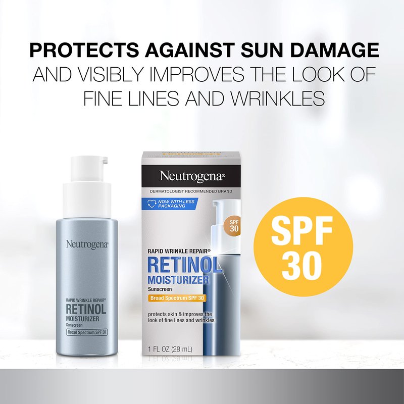 Neutrogena Rapid Wrinkle Repair Retinol Face Moisturizer with SPF 30, Daily Anti-Aging Face Cream, Retinol & Hyaluronic Acid & Trial Size Hydro Boost Facial Cleanser, 0.5 fl. oz
