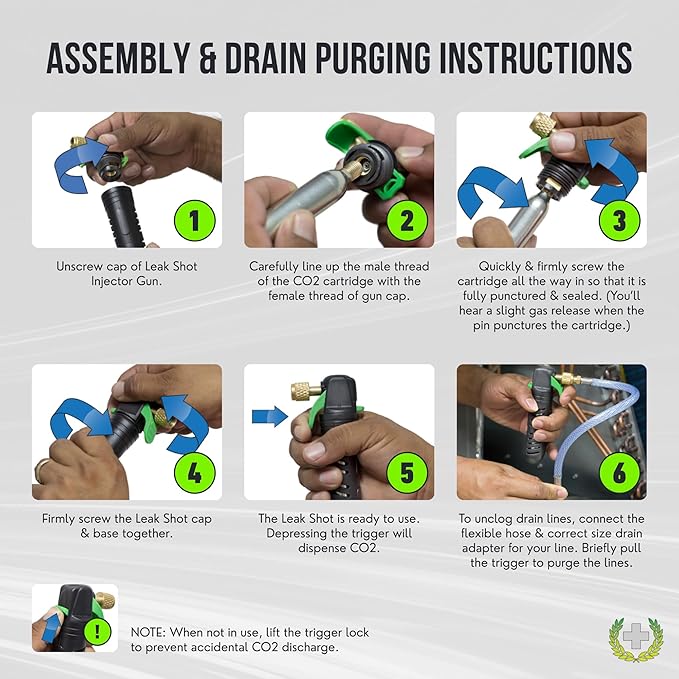 Leak Saver AC Drain Line Cleaner Tool & Leak Sealant Injector | Condensate Line Co2 Drain Gun | AC Drain Line Unclogger