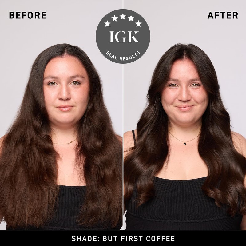 IGK Permanent Hair Dye Color Kit | 6N But First Coffee - Light Natural Brown | 100% Gray Color Coverage + Strengthen + Shine | Ammonia Free