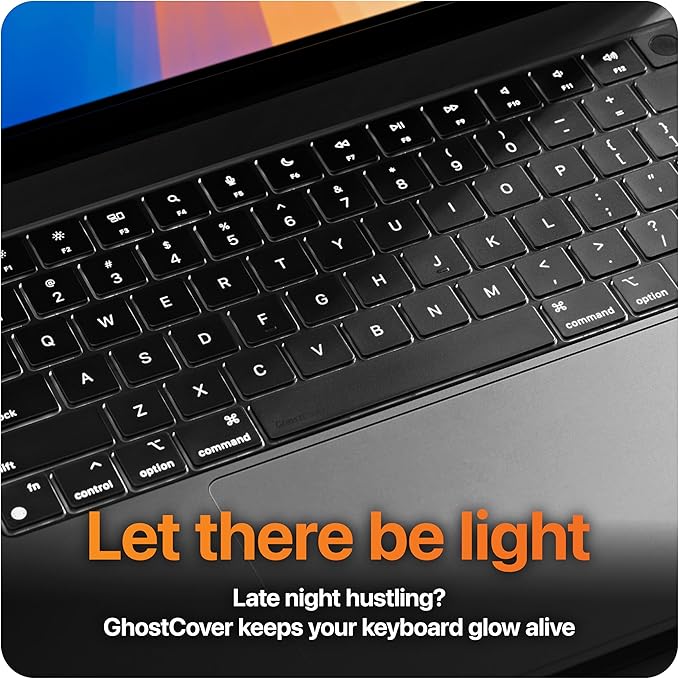 GhostCover Original Premium Ultra Thin Keyboard Cover Protector, Compatible with MacBook Pro 14"/16" M1-M5 Pro/Max, M2-M5 MacBook Air 13"/15", 2026 MacBook Neo 13" (Touch ID), US ANSI Layout, Clear