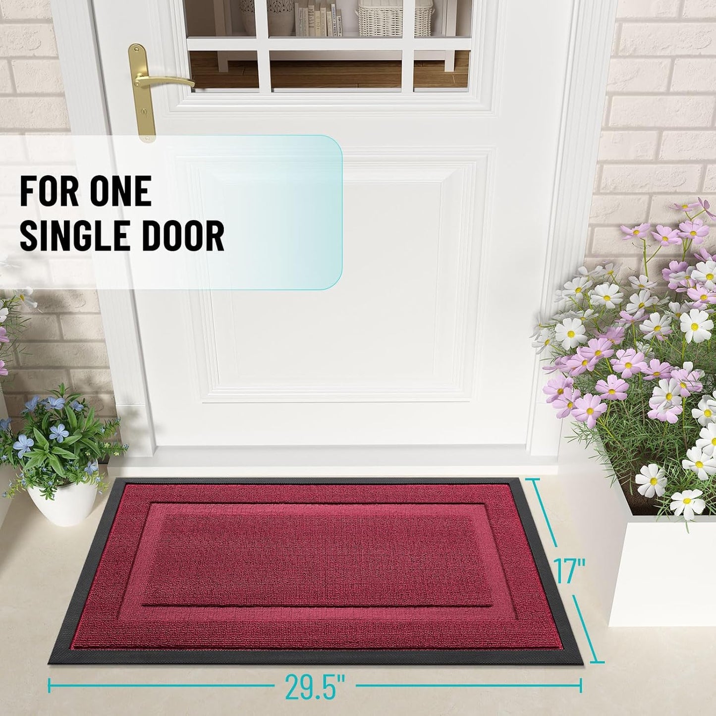 OLANLY Waterproof Front Door Mat - All-Season Indoor/Outdoor Doormat, Easy Clean, 35x23, Burgundy