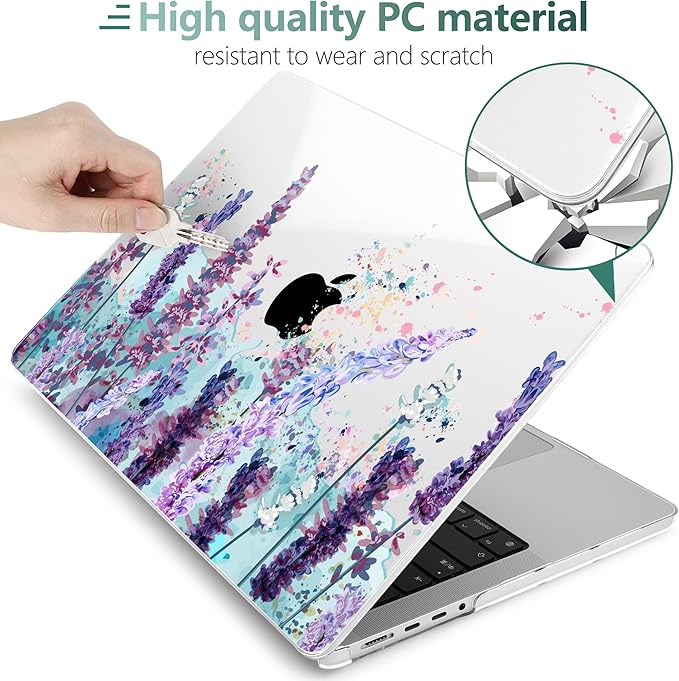 DONGKE Compatible with MacBook Pro 16 Inch Case (2026-2021 Release, M5 M4 M3 M2 M1 Pro/Max Chip), Plastic Hard Shell Cover with Keyboard Cover & Screen Protector for MacBook Pro 16", Lavender Flowers