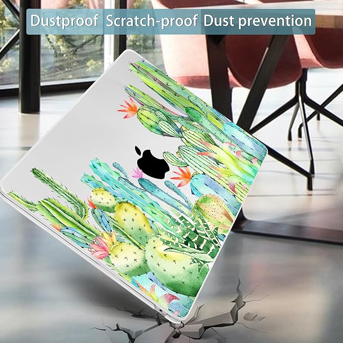 Mektron for 2026 MacBook Air 13-inch M5 Laptop Case A3449 with 13.6-inch Liquid Retina Display Fits 2025 A3240 M4 2024 A3113 M3 2023 A2681 M2 Printed Shell for MacBook Air 13.6", Watercolor Cactus