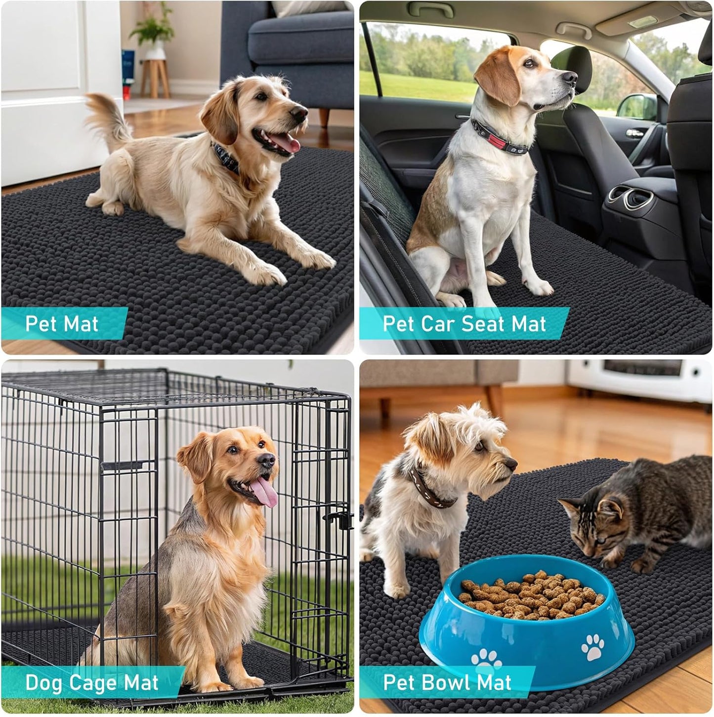 OLANLY Dog Door Mat - Absorbent Non-Slip Chenille for Muddy Paws | 59x32 Inches, Dark Grey