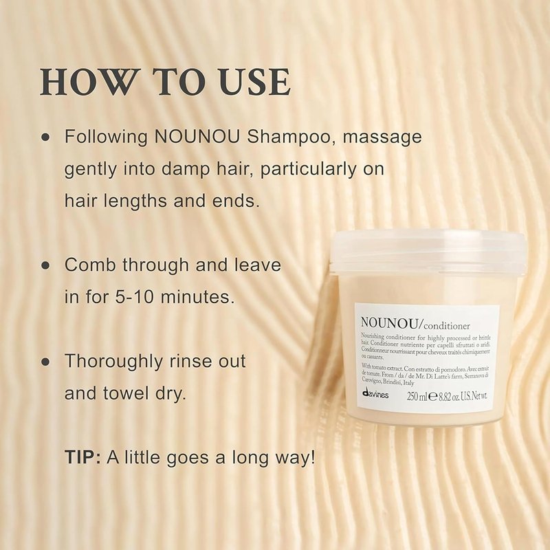 Davines NOUNOU Conditioner - Hydrating Deep Conditioner for Bleached & Damaged Hair | 2.5 fl oz