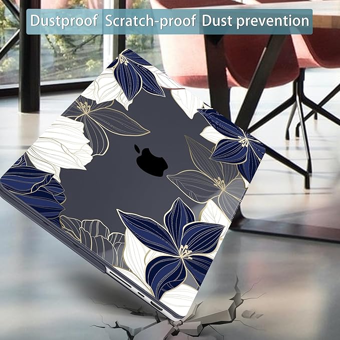 Mektron Case for 2026 M5 MacBook Pro 16 inch A3429 A3428 M4 A3403 A3186 M3 A2991 M2 A2780 M1 A2485 (2021-2025) Pro/Max with Liquid Retina XDR, Hard Shell Plastic Laptop Cover, Gold line Lily