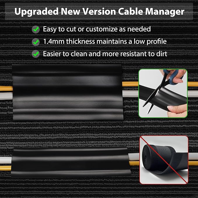 ZhiYo 8.2ft Cord Cover Floor, PVC Cord Covers for Wires on Floor, Soft Floor Cable Cover Cord Hider, Floor Cable Management Cable Protector for Commercial Office Carpet/Floors/Wall Light Brown