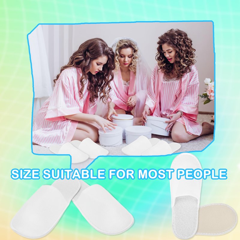 50 Pairs Disposable Slippers for Guests White Non-Slip Cotton Slippers Bulk for Women Men Hotel Spa Travel Shoeless Home