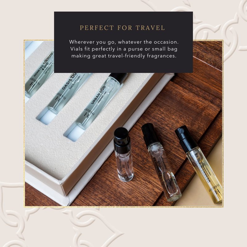 H HABIBI Oud Perfume Discovery Sample Set – Luxury Eau De Parfum & Cologne Sampler Sets for Men & Women, Travel Size Gift Set, Made in USA, 5 x 2ml