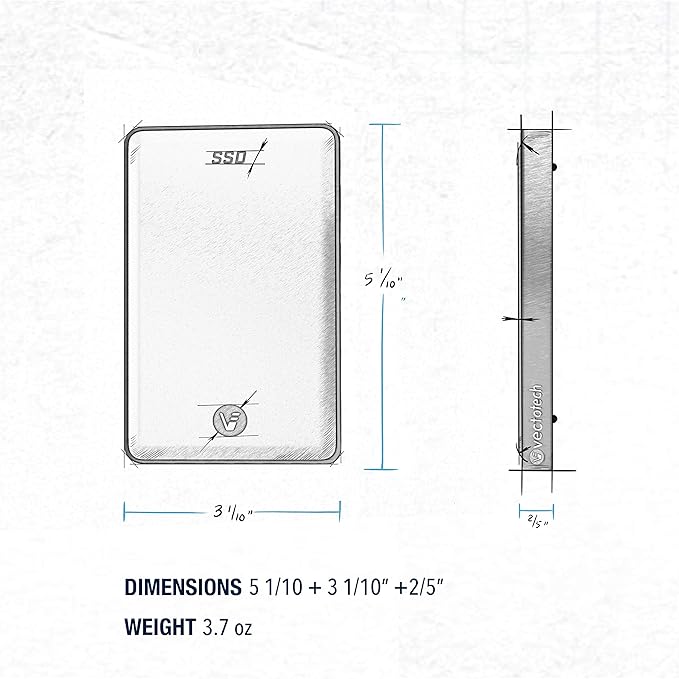 VectoTech 16TB External SSD USB-C Portable Solid State Drive (USB 3.1 Gen 2) | 3D NAND Flash | Rapid